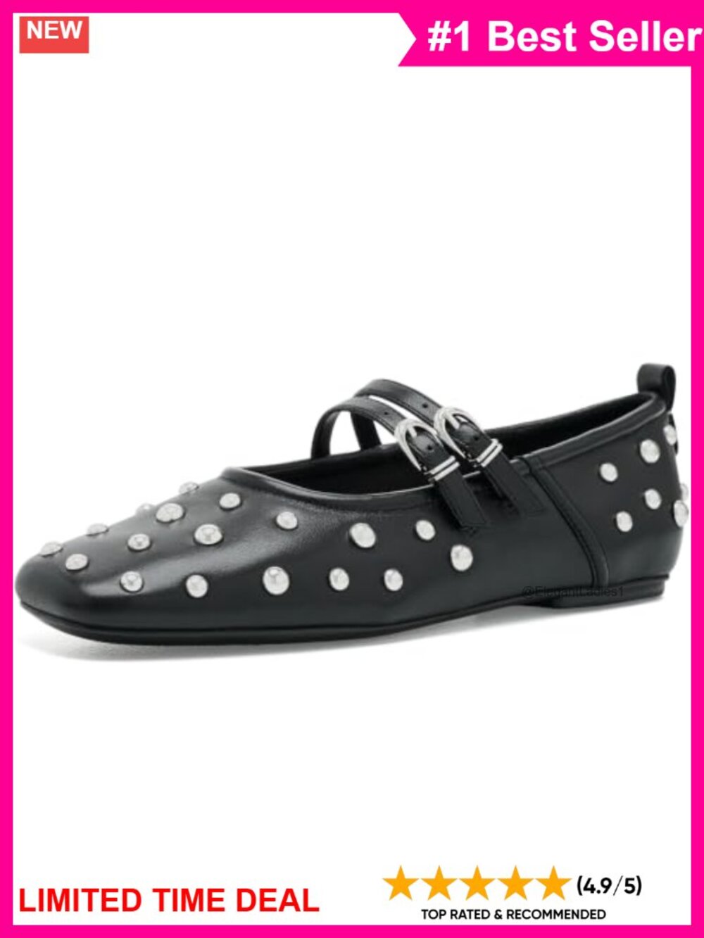 Leather Ballet Mary Jane Flats Dual Buckle Contour Comfort